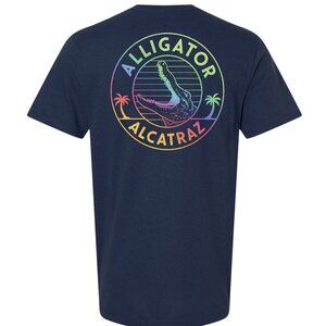 White Alligator Alcatraz Unisex T-Shirt Navy Blue